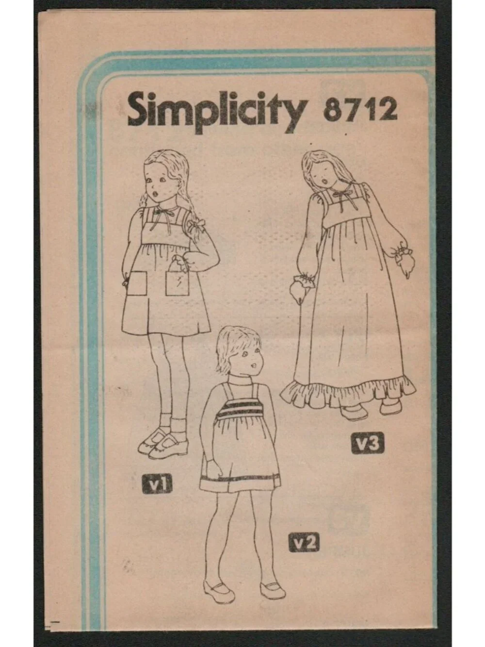 Simplicity 8712 Girls Size 6 Cottagecore Jumper & Blouse Pattern Uncut Vtg 70s
